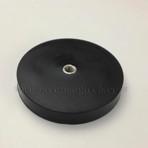 Rubber coated magnetic base with internal thread